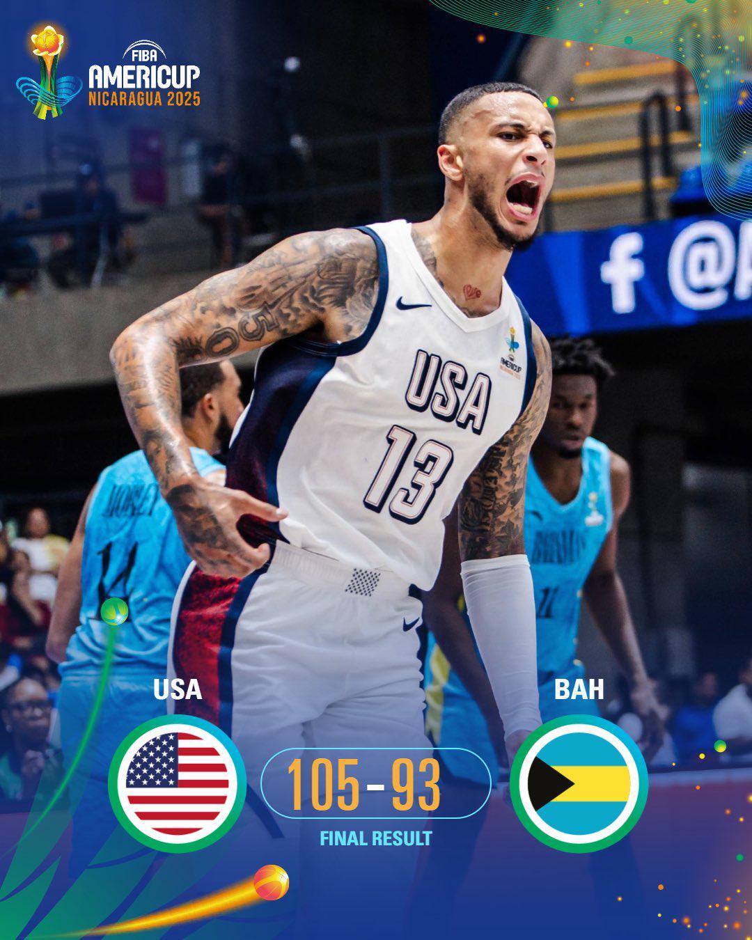 美洲杯：美国105-93巴哈马，活塞旧将加洛韦砍下14分